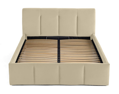 Lit Coffre Japandi en Velours 180 x 200 cm Beige – Elysia