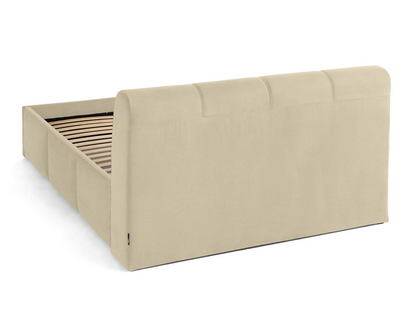 Lit Coffre Japandi en Velours 180 x 200 cm Beige – Elysia