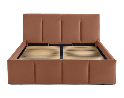Lit Coffre Japandi en Velours 180 x 200 cm Rose – Elysia