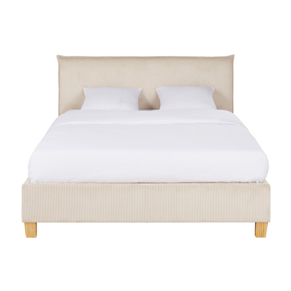 Lit Coffre Japandi blanc en bois de peuplier 160x200 sommier à lattes – Pillow