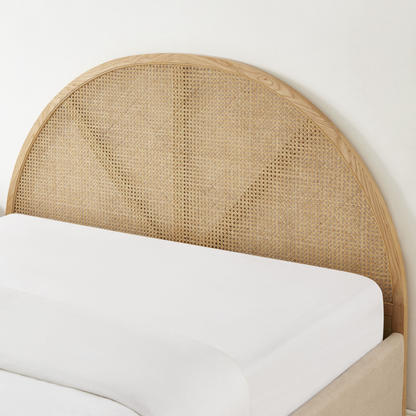 Lit Coffre Japandi velours beige sable cannage 160x200 sommier inclus – Tsuki
