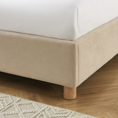 Lit Coffre Japandi velours beige sable cannage 160x200 sommier inclus – Tsuki