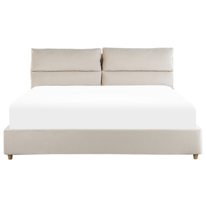 Lit Double Japandi en Tissu Beige 180x200 – Batilly