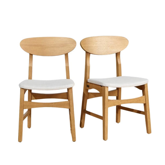 Chaises Japandi en chêne massif et tissu beige x2 – DALHIA