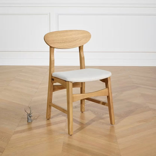 Chaises Japandi en chêne massif et tissu beige x2 – DALHIA