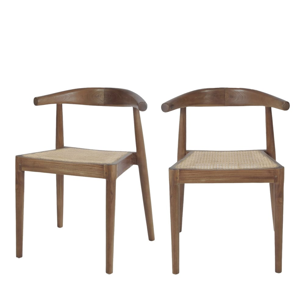 Lot de 2 chaises en teck et cannage Japandi - Bunga