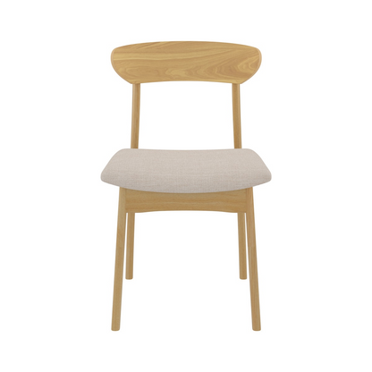 Chaises Japandi en tissu beige et bois clair – Lana