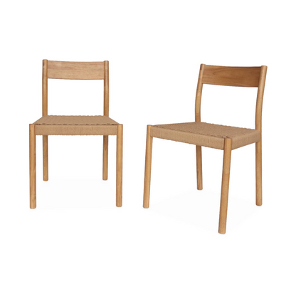Lot de 2 chaises Japandi naturelles en bois et cordage – Ella