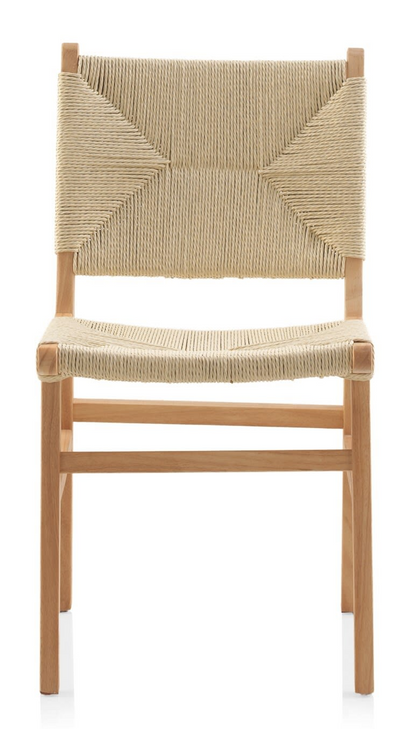 Lot de 4 chaises Japandi en bois d'hévéa avec assise et dossier tressés – Nom du Produit