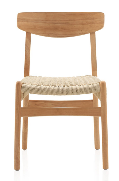 Lot de 4 chaises Japandi en hévéa avec assise tressée – Nom du Produit