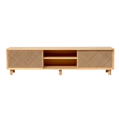 Meuble TV Japandi en bois massif naturel 180 cm non verni – Menorca