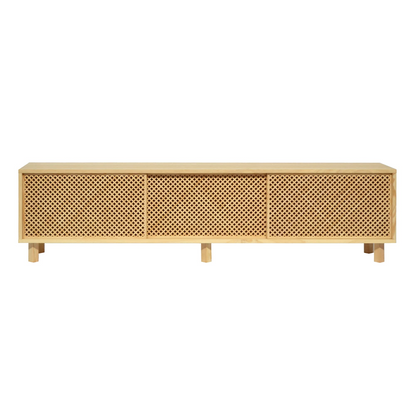 Meuble TV Japandi en bois massif naturel 180 cm non verni – Menorca