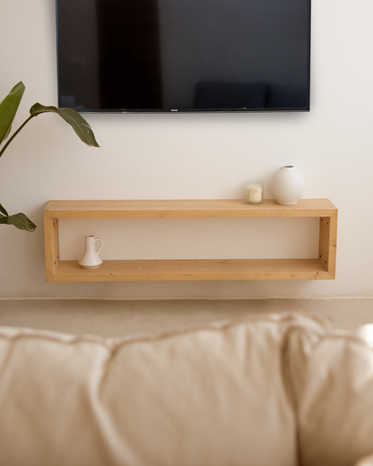 Meuble TV Japandi en bois de sapin marron 160x30cm – Denver