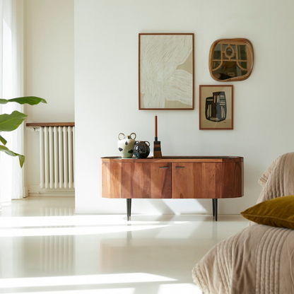 Meuble TV Japandi en palissandre massif et marbre 130 cm – Jade