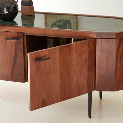 Meuble TV Japandi en palissandre massif et marbre 130 cm – Jade