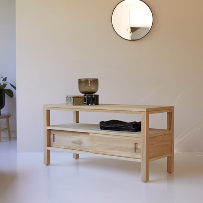 Meuble TV Japandi en teck massif 100 cm – Anton