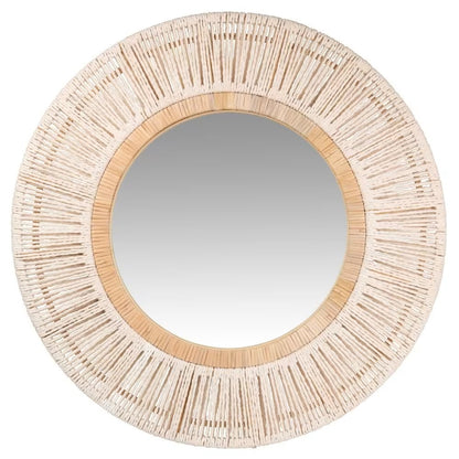 Miroir Japandi rond tressé blanc – Safi