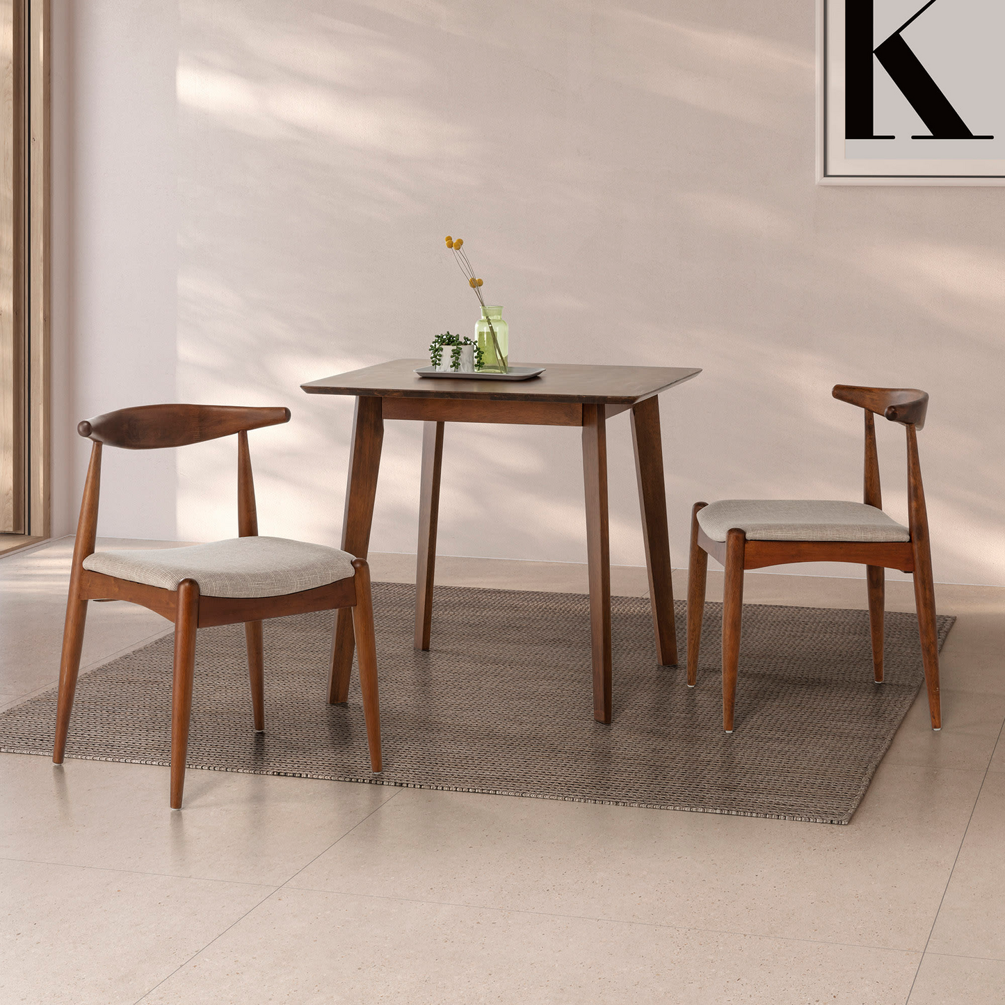 Chaises Japandi en bois massif couleur noyer x2 – CORZO