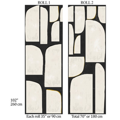 Papier Peint Abstrait Noir et Blanc Japandi 180x260cm, 2 rouleaux – Grandi Stampe