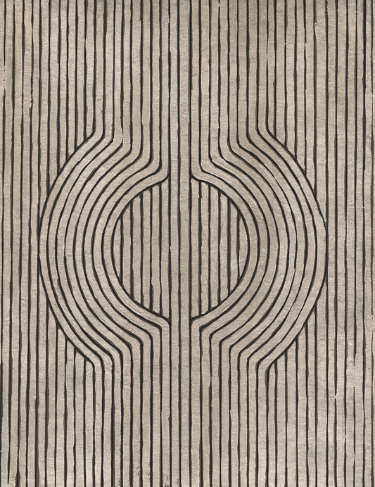Papier Peint Japandi graphique bois de cèdre 208x270 cm