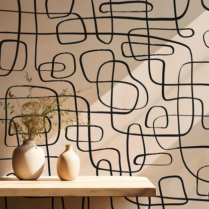 Papier Peint Japandi lignes fines 364x270 cm – Nom du Produit