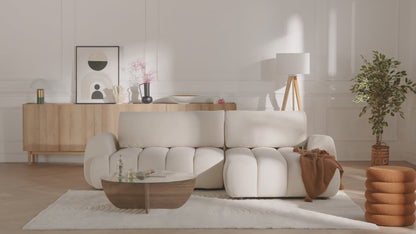 Canapé Japandi d'Angle Tissu Beige - Fridora