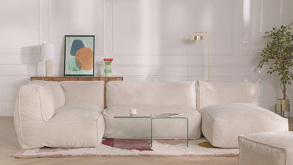 Pouf Épuré Japandi Bouclette Beige - Noumara