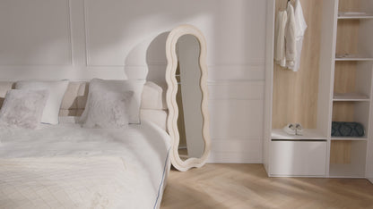 Miroir Psyché Japandi Velours Beige - Linoa