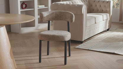 Duo Chaises Japandi Tissu Pieds Métal Noir - Selorin