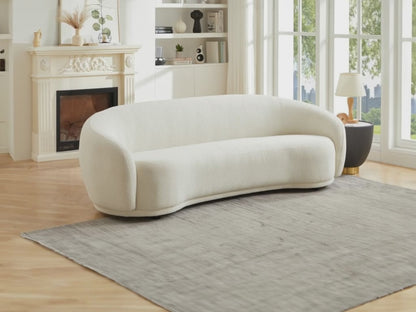 Canapé Japandi Arrondi Bouclette Beige 3 Places - Bovana
