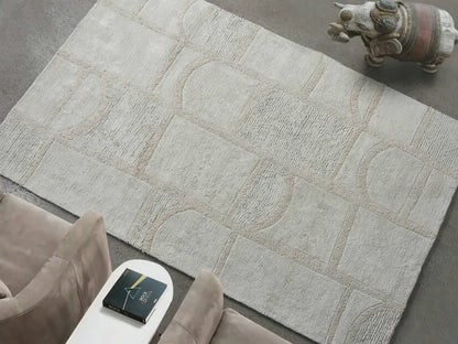 Tapis Japandi Relief Coton Ivoire - Hazela