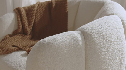 Fauteuil Japandi Coquillage Chenille Beige - Delipo