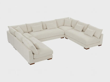 Canapé Japandi Panoramique Velours Beige - Sperone