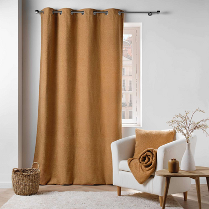 Rideau Japandi à Œillets en Bouclette Unie Beige 140 x 240 cm – Beli Douceur d'Intérieur