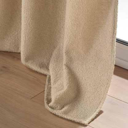 Rideau Japandi à Œillets en Bouclette Unie Beige 140 x 240 cm – Beli Douceur d'Intérieur