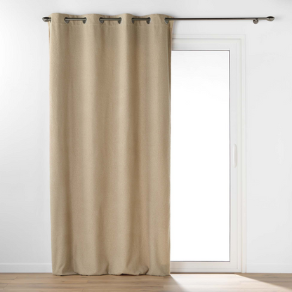 Rideau Japandi à Œillets en Bouclette Unie Beige 140 x 240 cm – Beli Douceur d'Intérieur