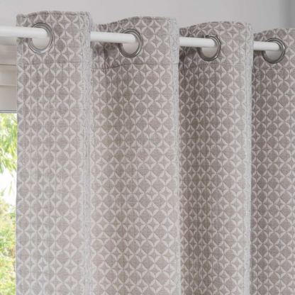 Rideau Japandi à œillets gris et blanc motifs graphiques 140x270 – ABBY