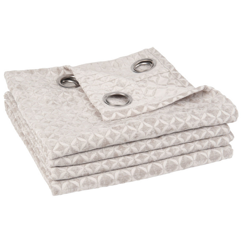 Rideau Japandi à œillets gris et blanc motifs graphiques 140x270 – ABBY