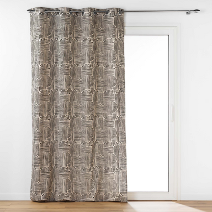 Rideau à œillets Japandi polycoton imprimé écru et noir 140 x 240 cm – Estero Douceur d'Intérieur