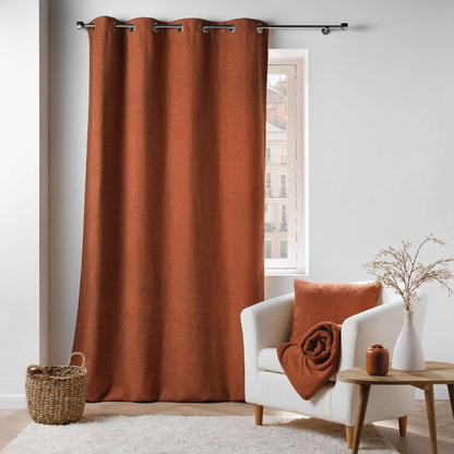Rideau Japandi à Œillets en Bouclette Unie Beige 140 x 240 cm – Beli Douceur d'Intérieur