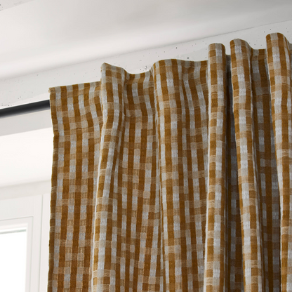 Rideau Japandi en Jacquard bicolore à carreaux Bleu – Castin