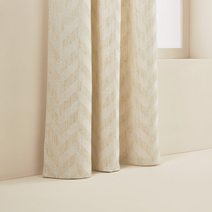 Rideau Japandi en Jacquard tissé aux fils méchés, motif chevrons Ecru – Tobias