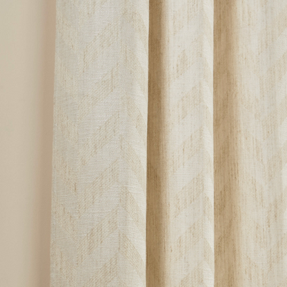 Rideau Japandi en Jacquard tissé aux fils méchés, motif chevrons Ecru – Tobias