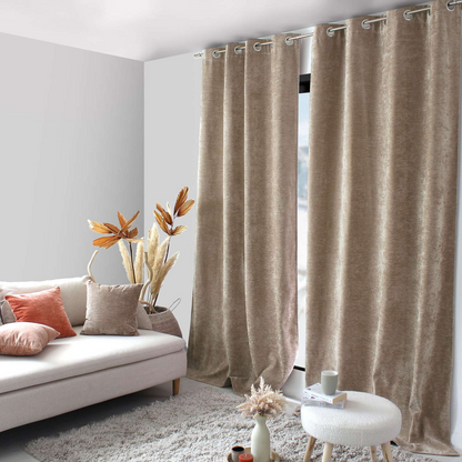 Rideau Thermique Japandi Occultant Velours Beige 140x260 cm – Velvet