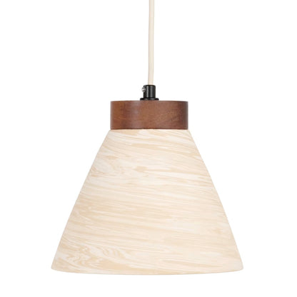 Suspension Japandi en bois d'acacia et terre cuite beige – TUZ