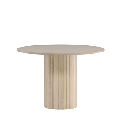 Table à Manger Japandi ronde 4 personnes en bois blanchi – Bianca