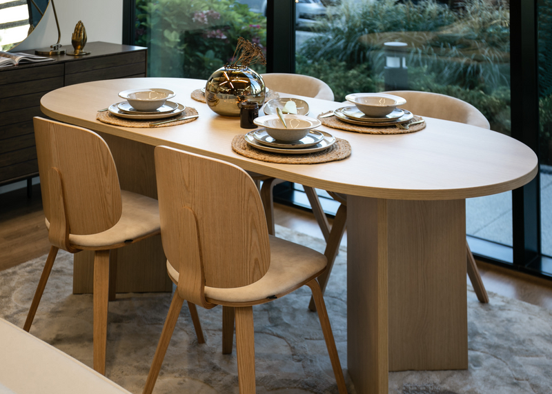 Table à Manger Japandi effet noyer marron 204x90 cm – Ovo