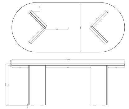 Table à Manger Japandi effet noyer marron 204x90 cm – Ovo