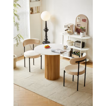 Table Japandi en bois avec plateau effet marbre – BETI