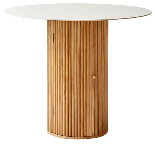 Table Japandi en bois avec plateau effet marbre – BETI